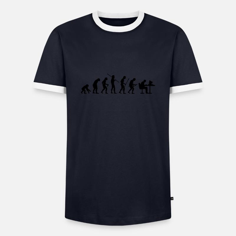Evolution - Männer Kontrast-T-Shirt - Navy/Weiß 