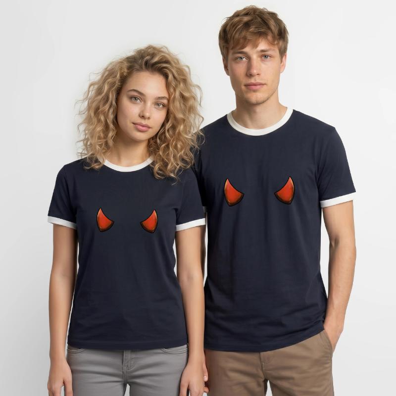 Devil's Horn Devil's Devil's Woman Devil's Guy Men's Ringer Shirt