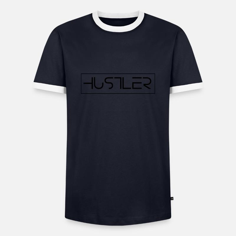 Hustler Dissolve frame - Men's Ringer Shirt - navy/white 