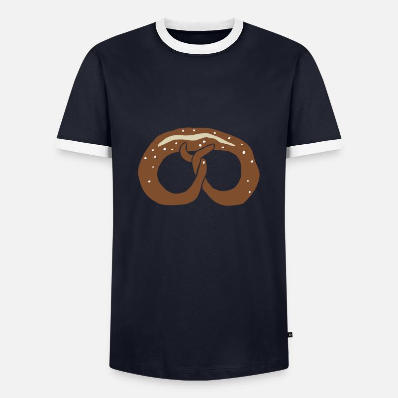 Brezel - Männer Kontrast-T-Shirt - Navy/Weiß 