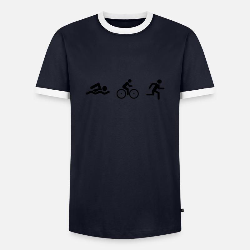 triathlon - Männer Kontrast-T-Shirt - Navy/Weiß 