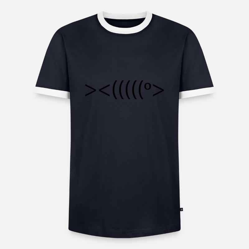 fisch - Männer Kontrast-T-Shirt - Navy/Weiß 