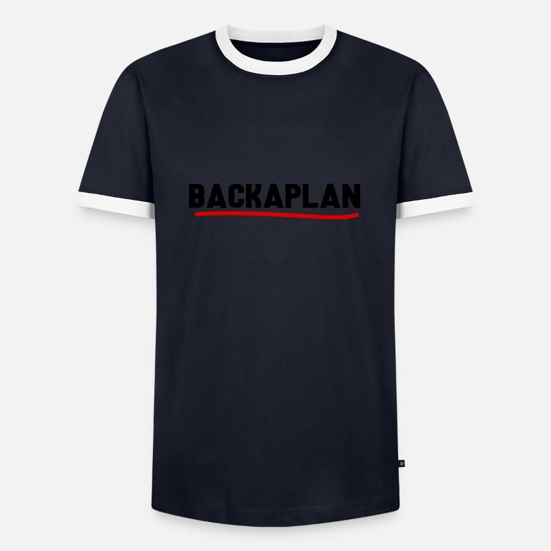 Backaplan - Männer Kontrast-T-Shirt - Navy/Weiß 