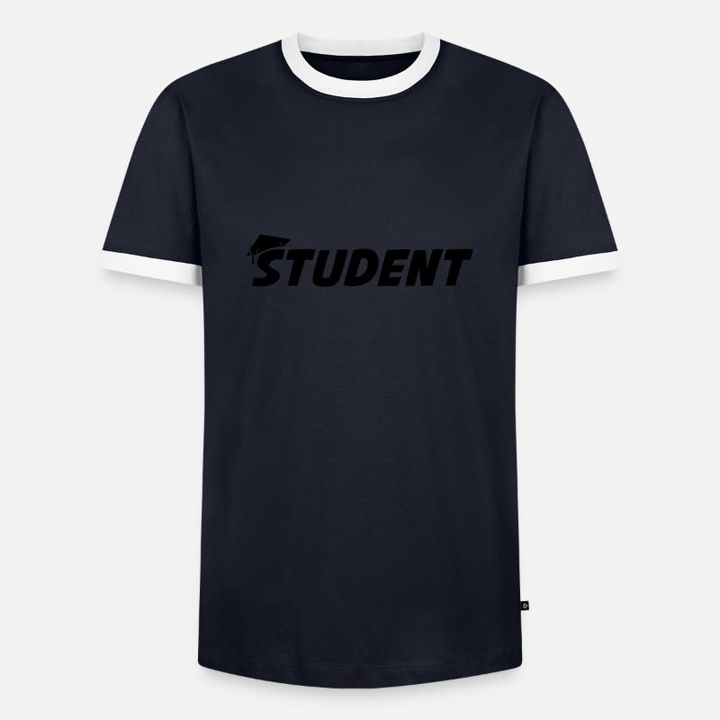 student - Männer Kontrast-T-Shirt - Navy/Weiß 