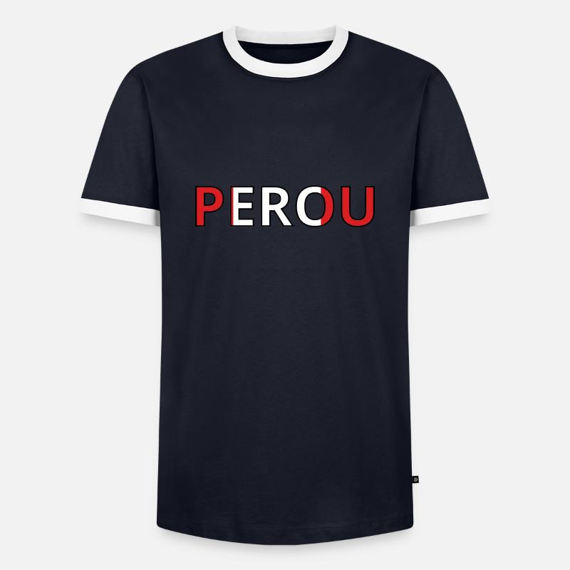 Drapeau Pérou - T-shirt contrasté Homme - marine/blanc 