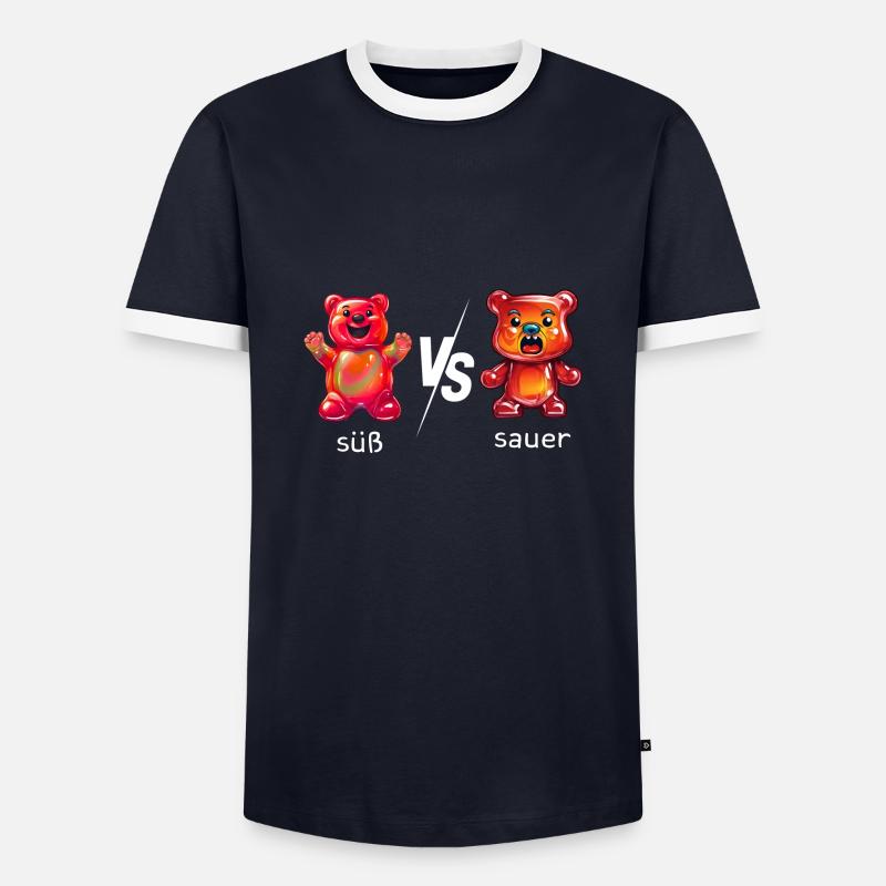 Süßes oder Saueres Gummibären - Männer Kontrast-T-Shirt - Navy/Weiß 