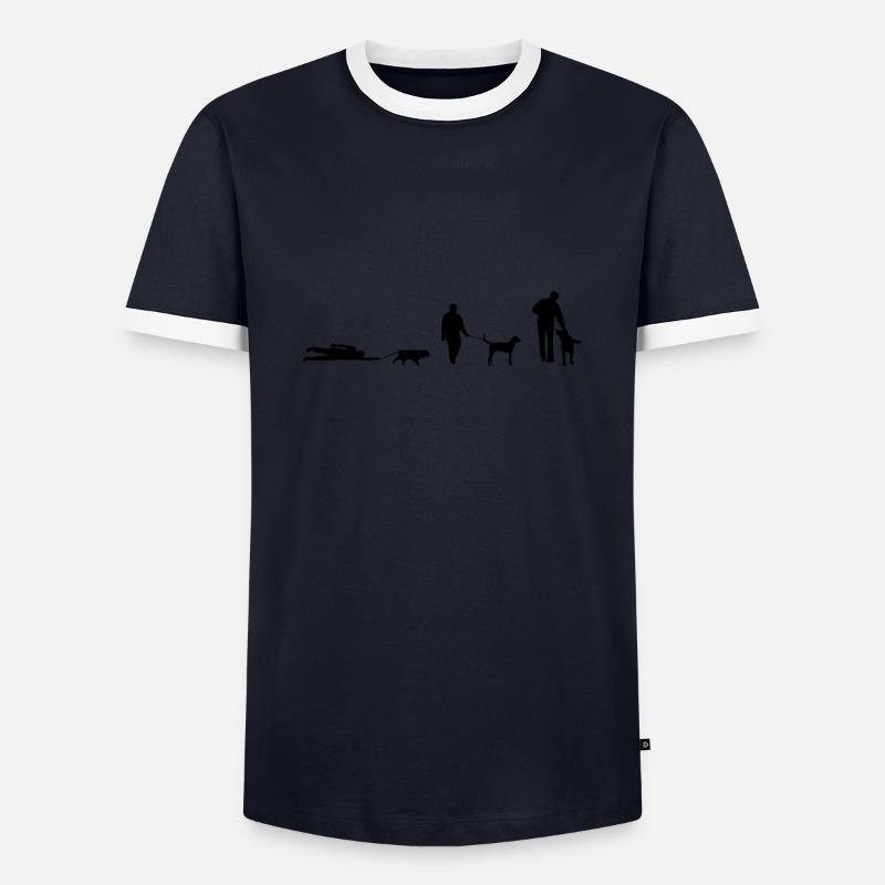 Gassi gehen Hund Evolution - Männer Kontrast-T-Shirt - Navy/Weiß 