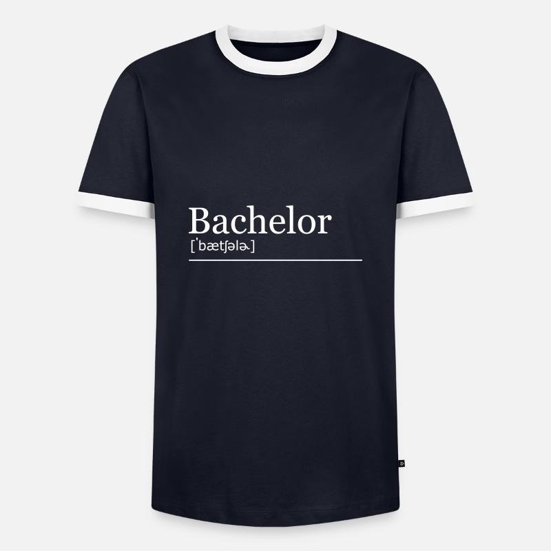 Bachelor Studium Lautschrift - Männer Kontrast-T-Shirt - Navy/Weiß