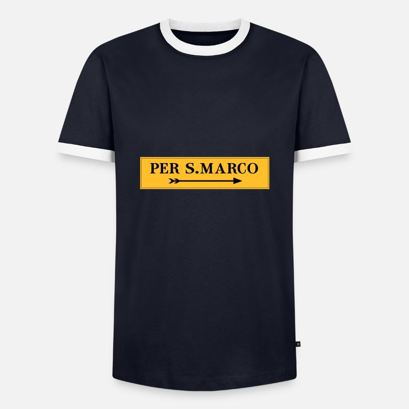PER S. MARCO - Männer Kontrast-T-Shirt - Navy/Weiß 