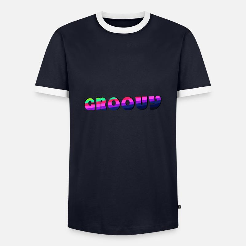 GROOVY - Männer Kontrast-T-Shirt - Navy/Weiß