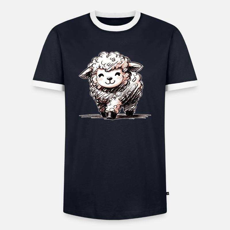 Schäfchen - Männer Kontrast-T-Shirt - Navy/Weiß 