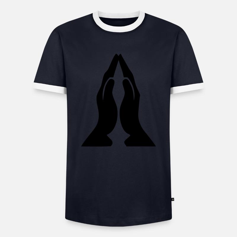 praying_hands_01 - Men's Ringer Shirt - navy/white