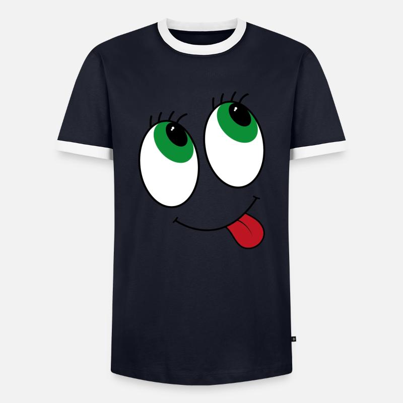 Comic-style eyes - Men's Ringer Shirt - navy/white 