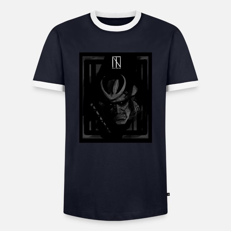 Samurai Grey - Männer Kontrast-T-Shirt - Navy/Weiß