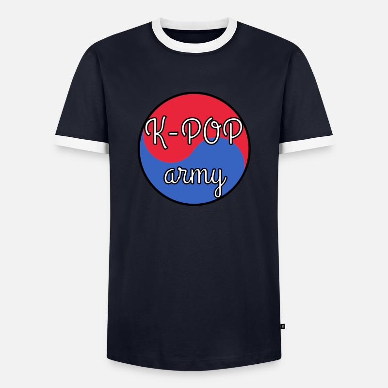 K POP Army - Männer Kontrast-T-Shirt - Navy/Weiß 