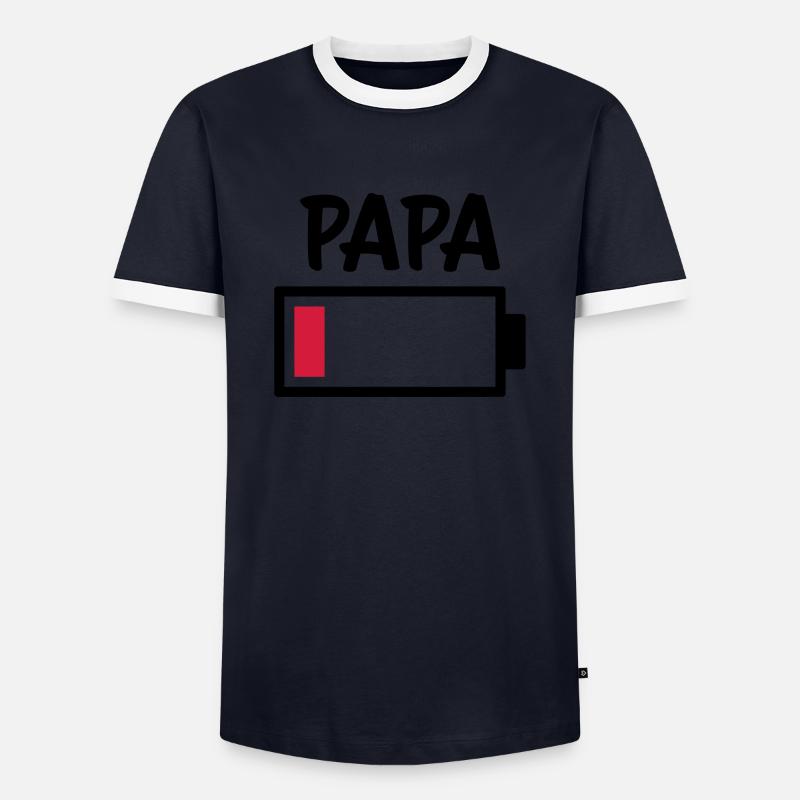 Dad - Battery empty - Men's Ringer Shirt - navy/white 