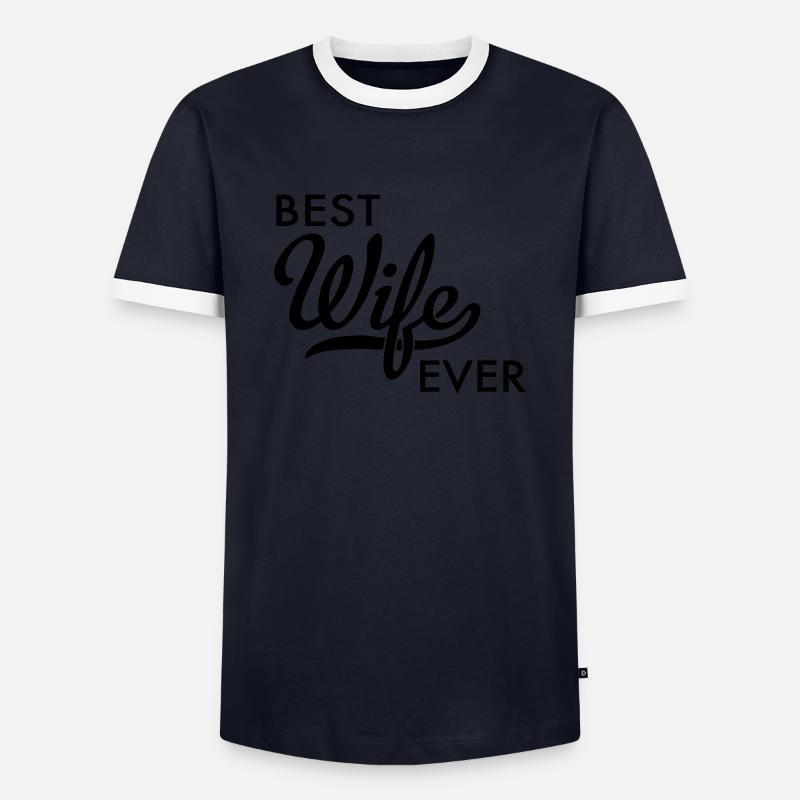 Ehefrau - Männer Kontrast-T-Shirt - Navy/Weiß 