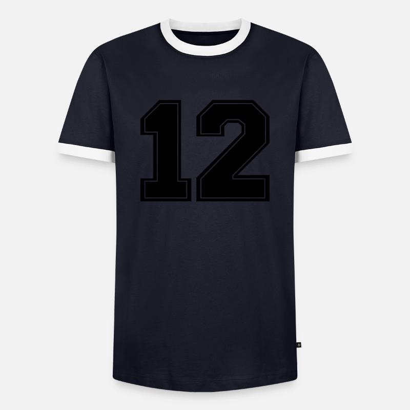 12_nr_2 - Männer Kontrast-T-Shirt - Navy/Weiß
