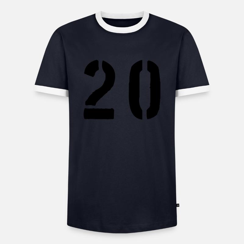 20 - Männer Kontrast-T-Shirt - Navy/Weiß