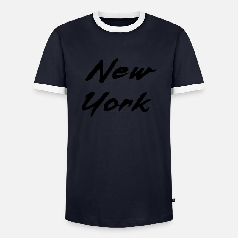 new work - Men's Ringer Shirt - navy/white