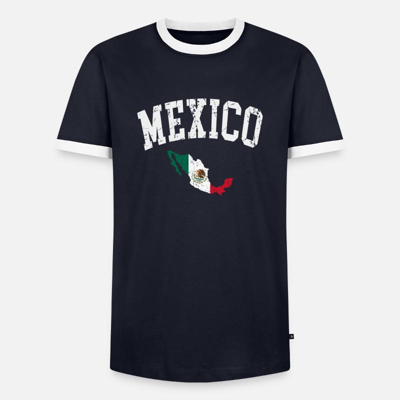 mexico flag map - Men's Ringer Shirt - navy/white