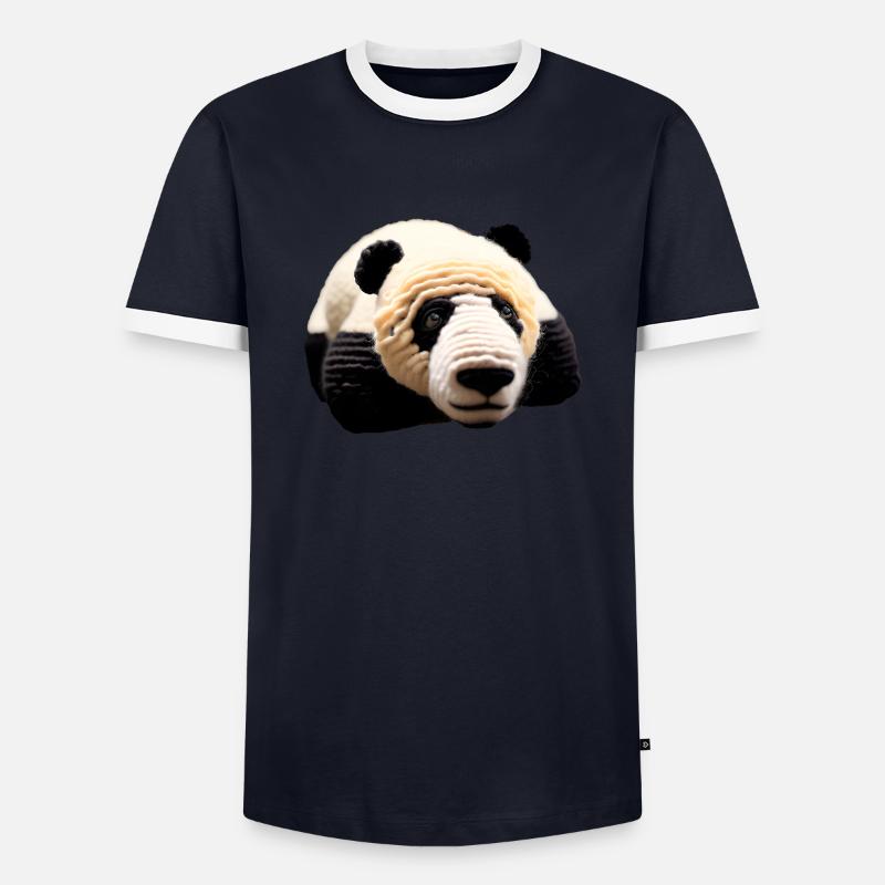 Panda groß - Männer Kontrast-T-Shirt - Navy/Weiß 