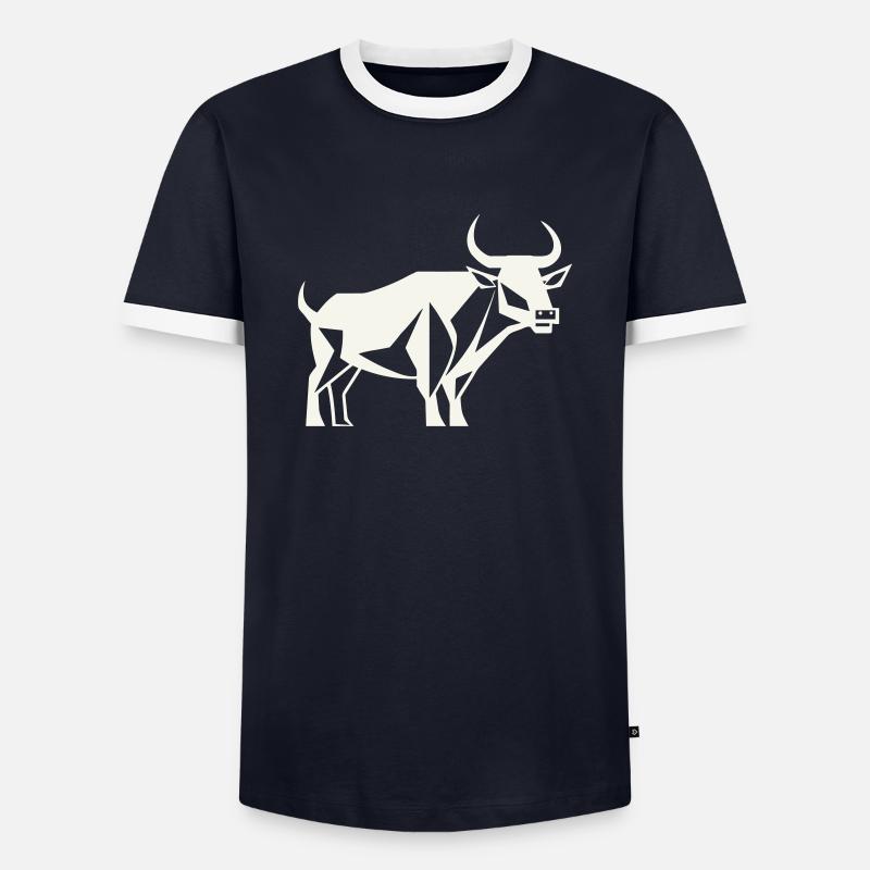 Stier-Wächter - Männer Kontrast-T-Shirt - Navy/Weiß 