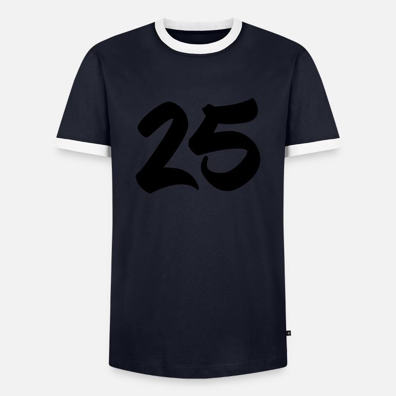 25 - Männer Kontrast-T-Shirt - Navy/Weiß