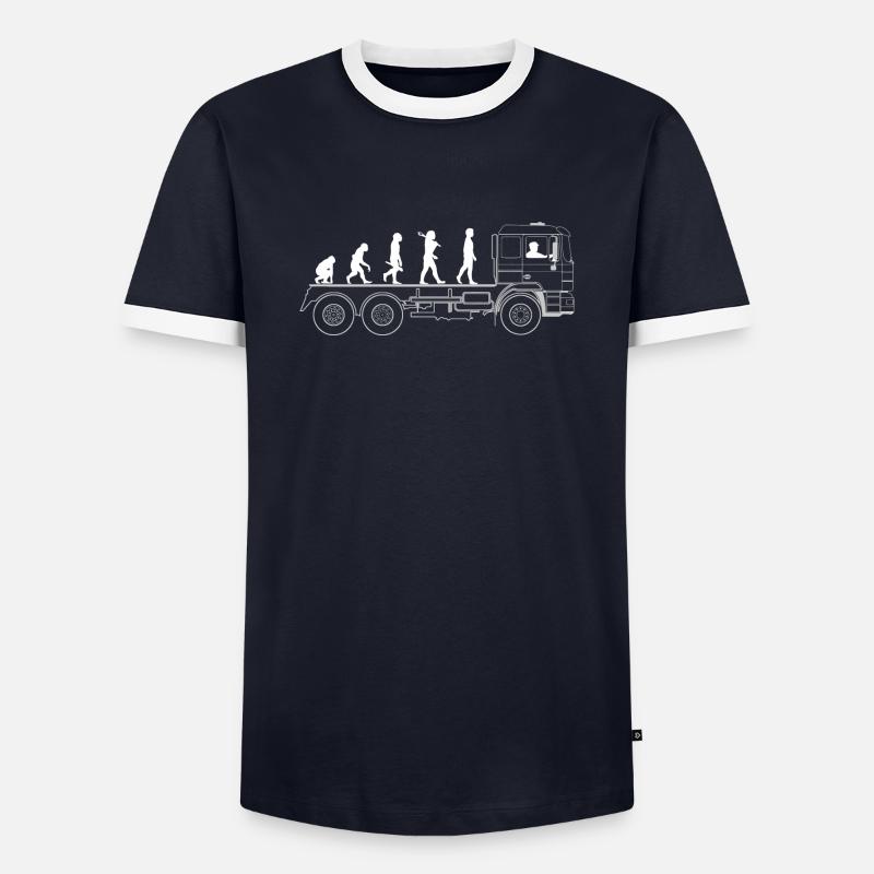 LKW Evolution - Männer Kontrast-T-Shirt - Navy/Weiß 