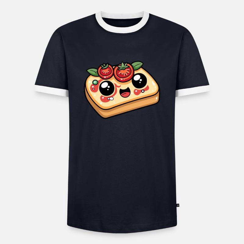 Funny Bread with Tomato Comic - Men's Ringer Shirt - navy/white 