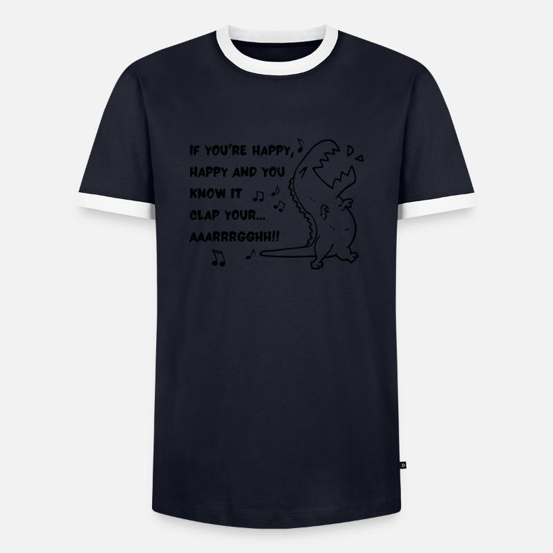 T REX CLAP HAND - Men's Ringer Shirt - navy/white 