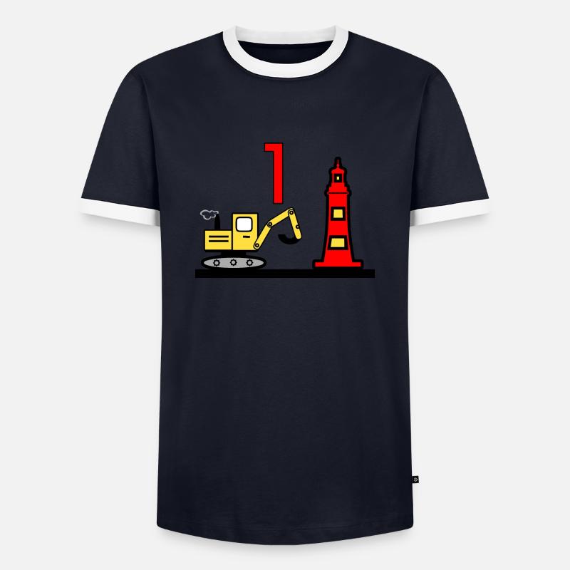 Bagger - Männer Kontrast-T-Shirt - Navy/Weiß 