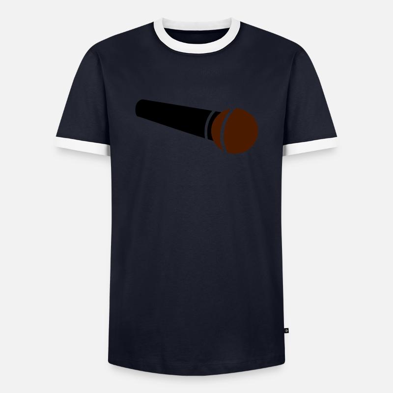 microphone - Men's Ringer Shirt - navy/white 