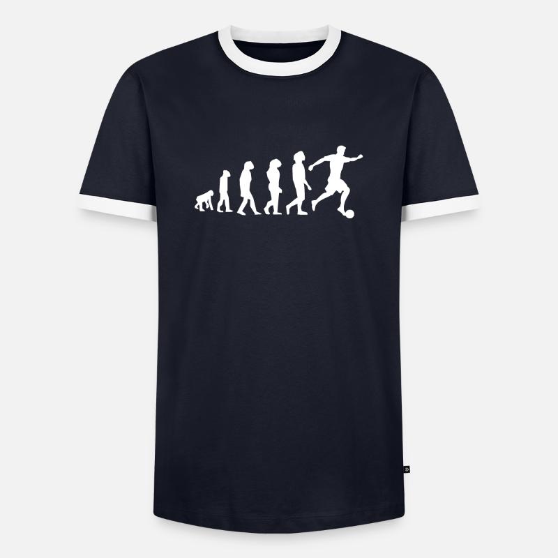 Fussball Evolution - Männer Kontrast-T-Shirt - Navy/Weiß 