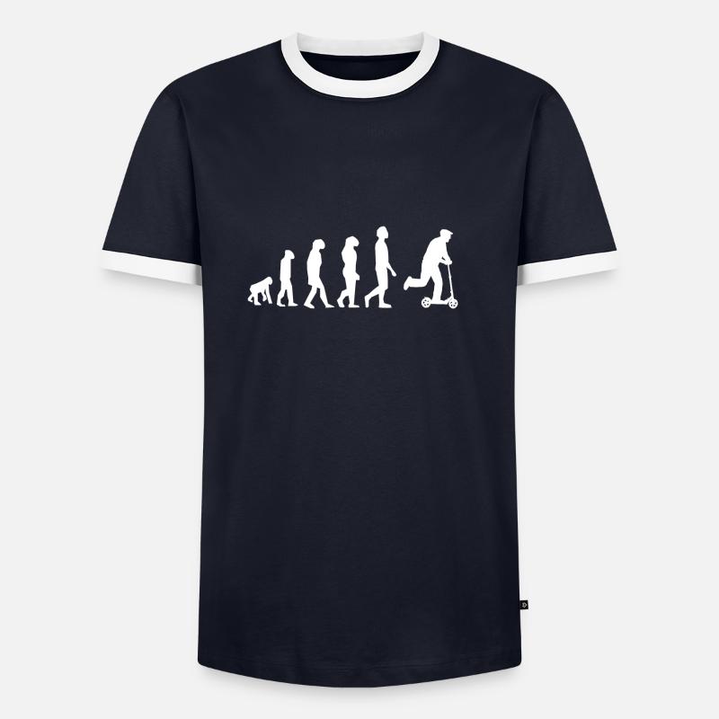 Trottinette évolution - T-shirt contrasté Homme - marine/blanc