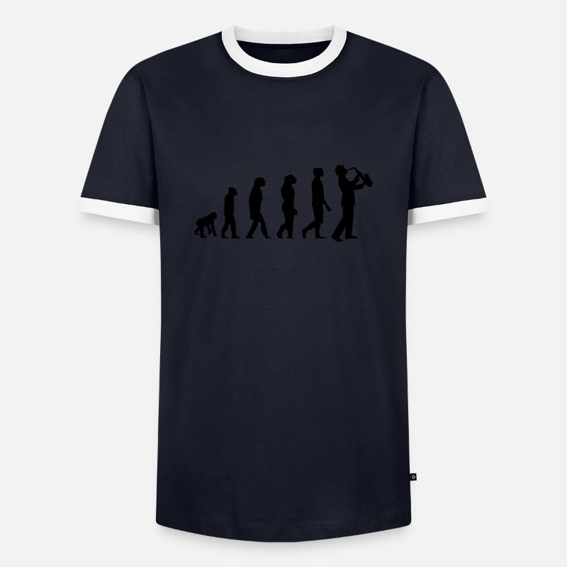 Saxo Evolution - Männer Kontrast-T-Shirt - Navy/Weiß 
