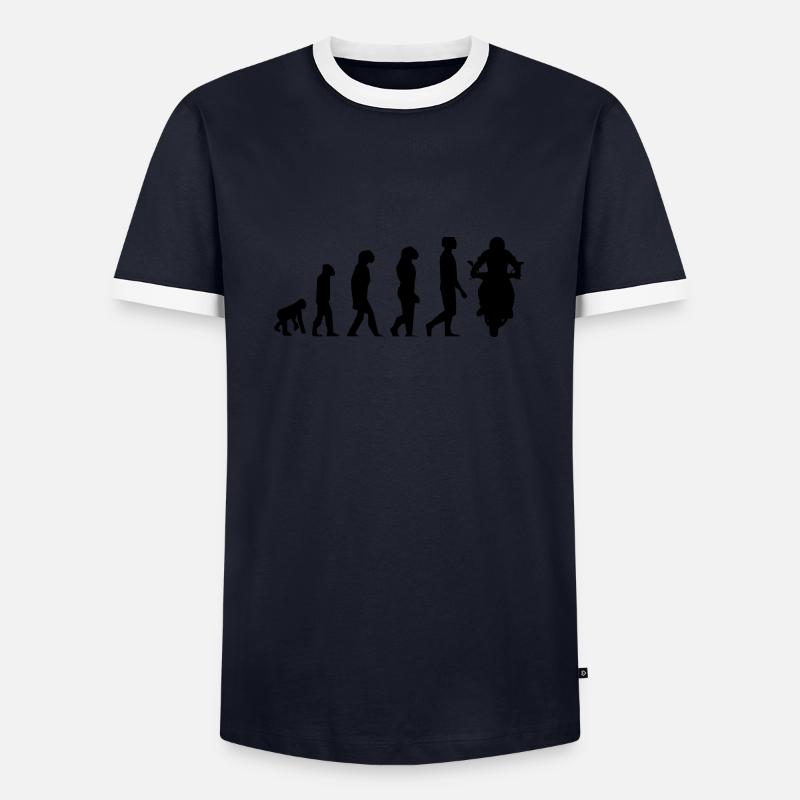 Motorrad-Evolution - Männer Kontrast-T-Shirt - Navy/Weiß
