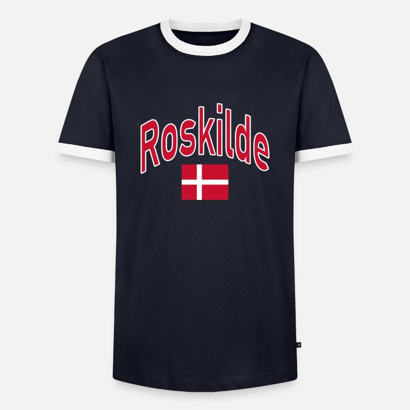Roskilde Denmark flag - Men's Ringer Shirt - navy/white 