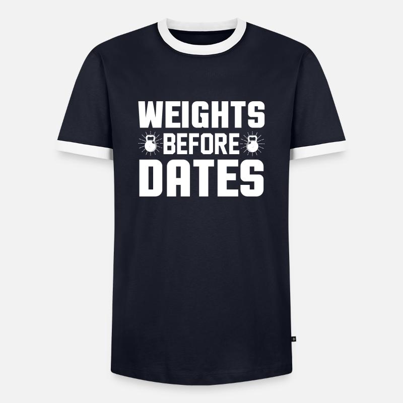 Weights before dates - Men's Ringer Shirt - navy/white 