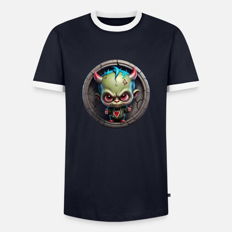 Devil's roast - Men's Ringer Shirt - navy/white