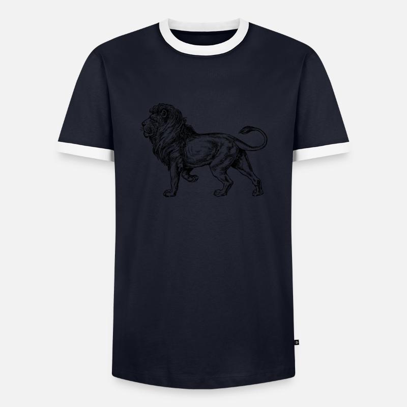 Big lion black and withe - Männer Kontrast-T-Shirt - Navy/Weiß 