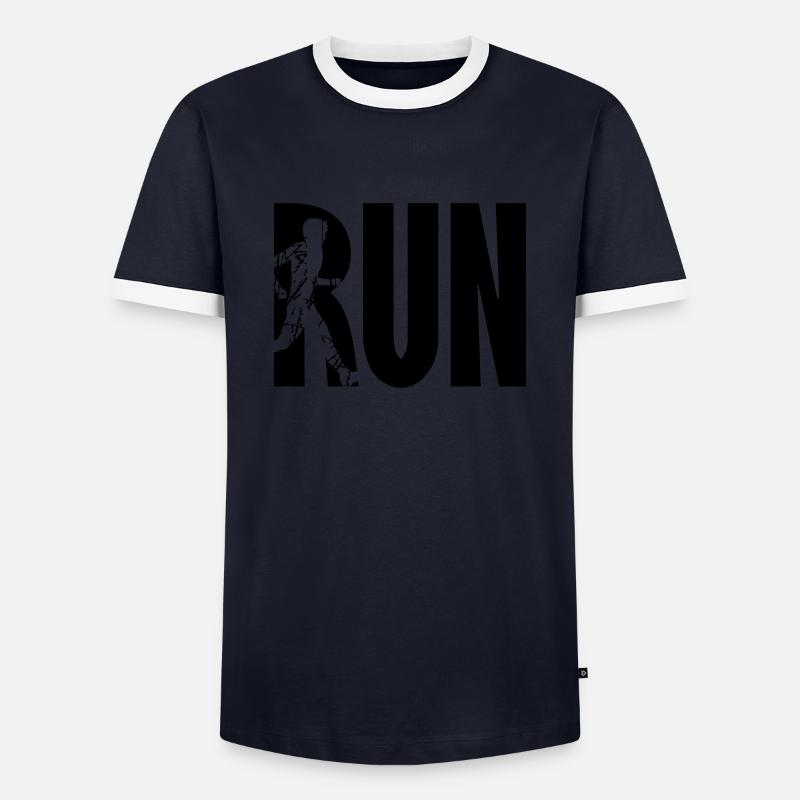 Run Training Logo - Men's Ringer Shirt - navy/white