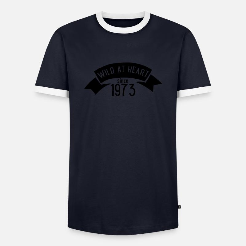 1973 - Männer Kontrast-T-Shirt - Navy/Weiß 