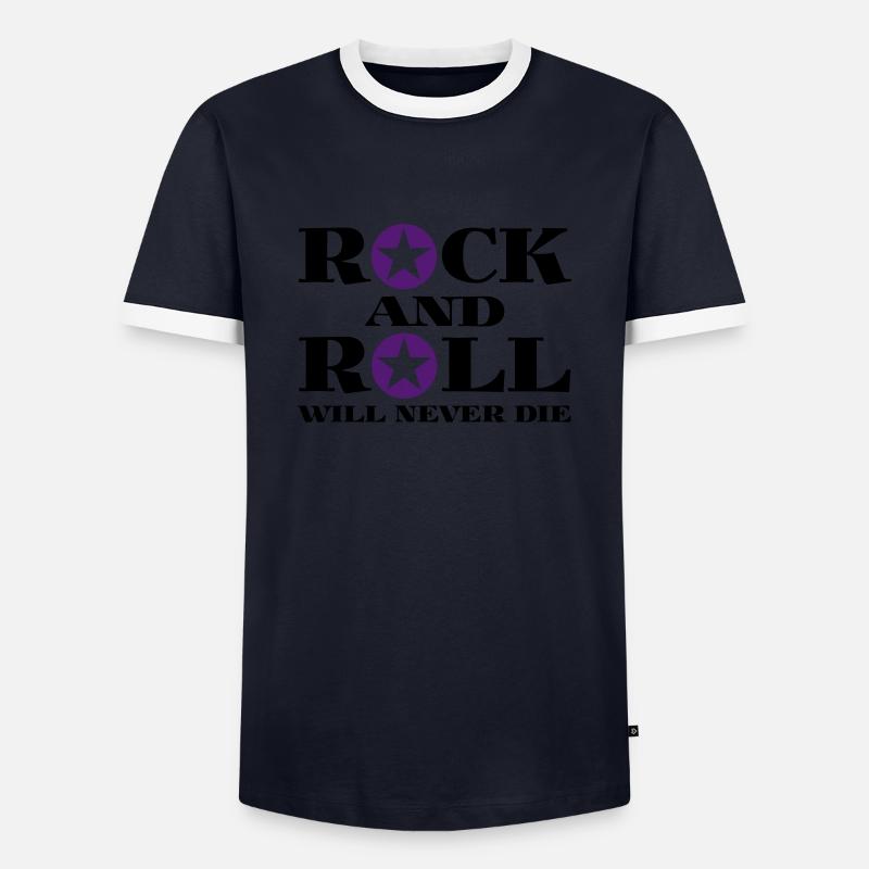 Rock and roll will never - Men's Ringer Shirt - navy/white 