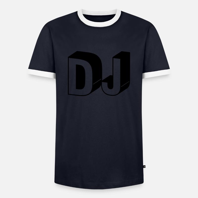 DJ - Männer Kontrast-T-Shirt - Navy/Weiß 