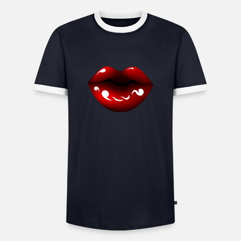 Red Lips - Männer Kontrast-T-Shirt - Navy/Weiß 