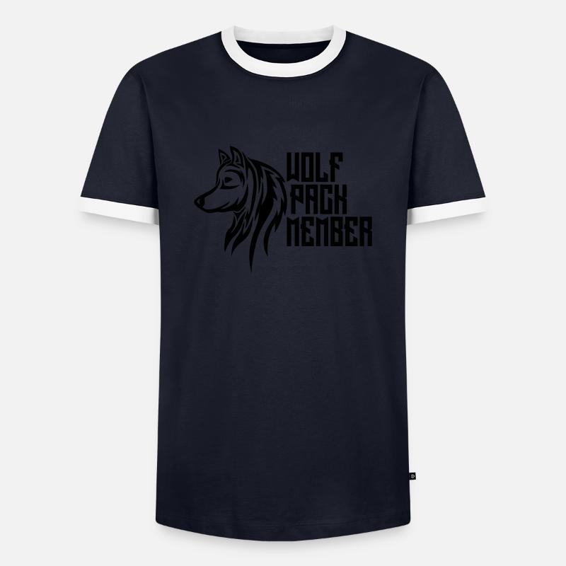 Wolf Pack Member - Männer Kontrast-T-Shirt - Navy/Weiß