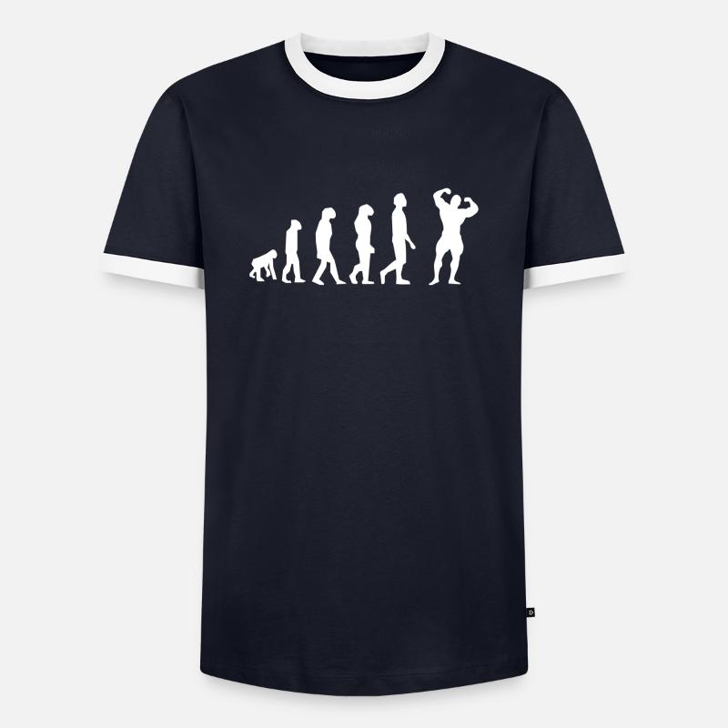 Bodybuilding evolution - Men's Ringer Shirt - navy/white 