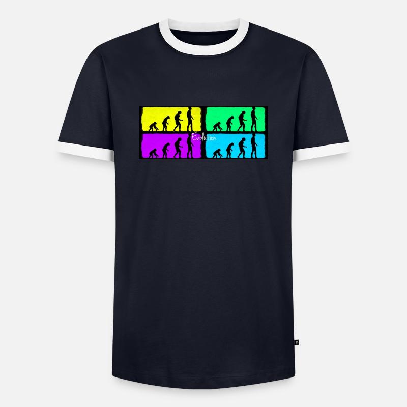evolution - Männer Kontrast-T-Shirt - Navy/Weiß