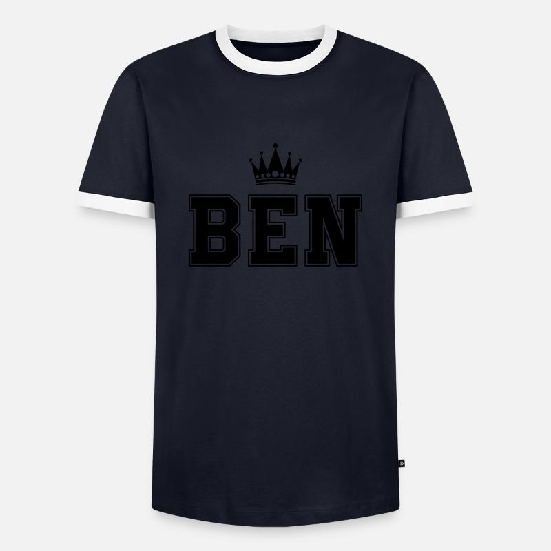 Ben - Männer Kontrast-T-Shirt - Navy/Weiß 